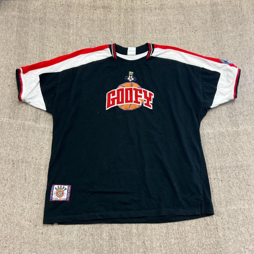 Vintage Goofy Shirt Mens Large Black 1990s Mickey Mouse Disney Basketball